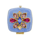 Jay Strongwater Luella 2” Square Jeweled Compact – Flora & Fauna Handheld Mirror