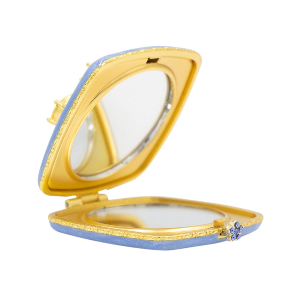 Jay Strongwater Luella 2” Square Jeweled Compact – Flora & Fauna Handheld Mirror, alternate view