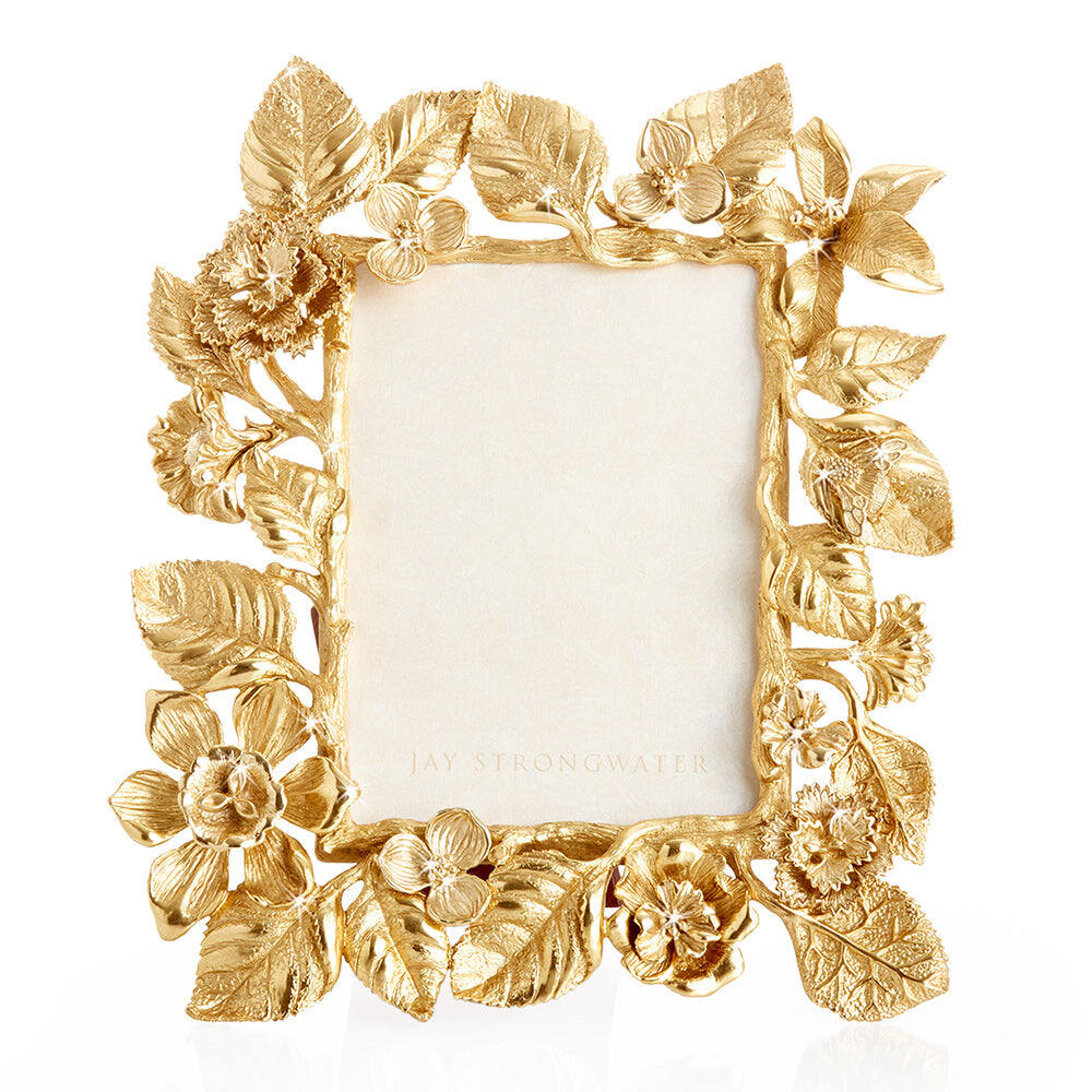 Jay Strongwater Maeve Dutch Floral 5" X 7" Frame - Gold