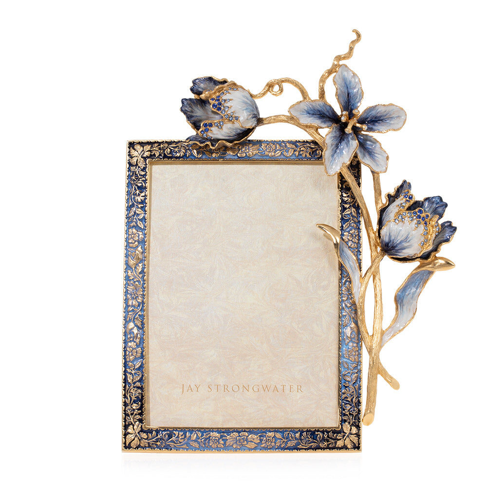 Jay Strongwater Margery Tulip 5" X 7" Frame - Delft Garden