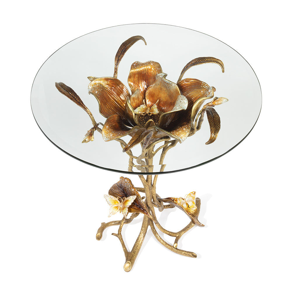 Jay Strongwater Marjorie Magnolia Table - Gold & White