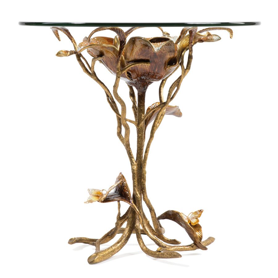Jay Strongwater Marjorie Magnolia Table - Gold & White, alternate view