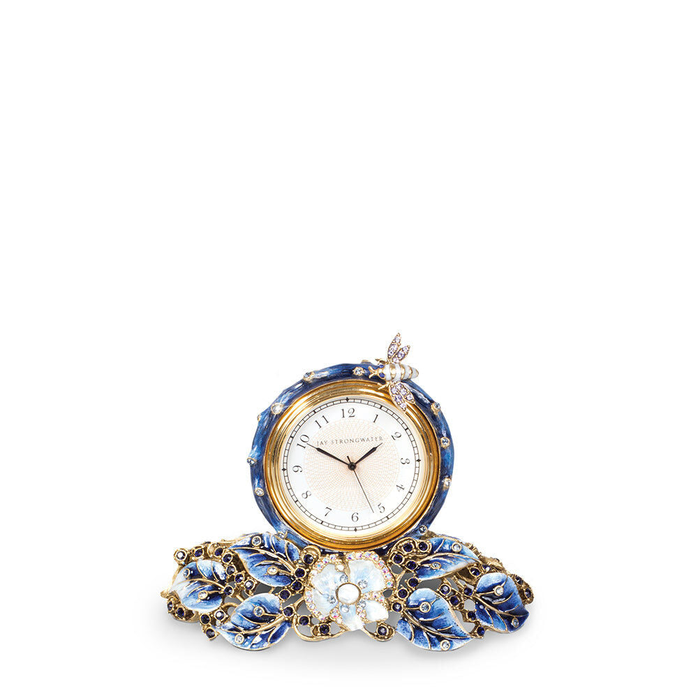 Jay Strongwater Mayfair Leaf & Bee Clock - Delft Garden