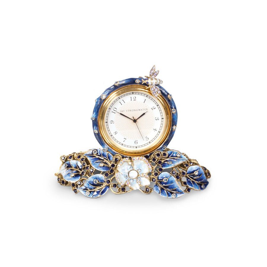 Jay Strongwater Mayfair Leaf & Bee Clock - Delft Garden, alternate view