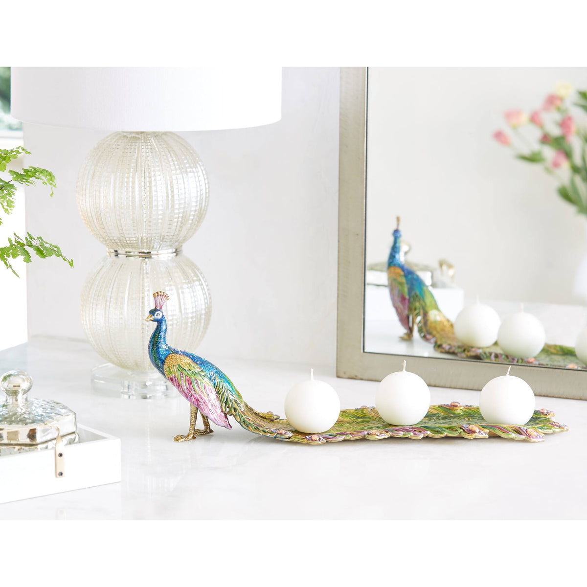 Jay Strongwater Mayur Long Tail Peacock Figurine, alternate view