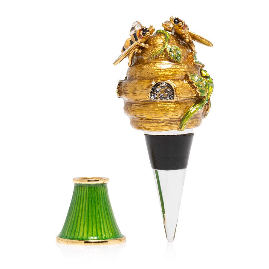 Jay Strongwater Mead Beehive Wine Stopper & Stand Bottle Stoppers & Saver, alternate view