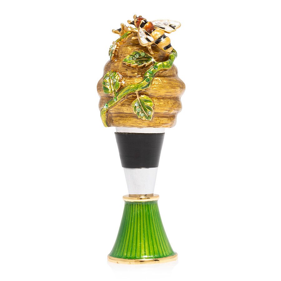 Jay Strongwater Mead Beehive Wine Stopper & Stand Bottle Stoppers & Saver, alternate view