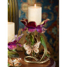 Jay Strongwater Meredith Floral 9" Pillar Candle Holder Brocade Candleholder, alternate view