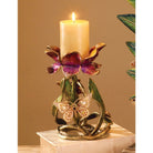Jay Strongwater Meredith Floral 9" Pillar Candle Holder Brocade Candleholder, alternate view