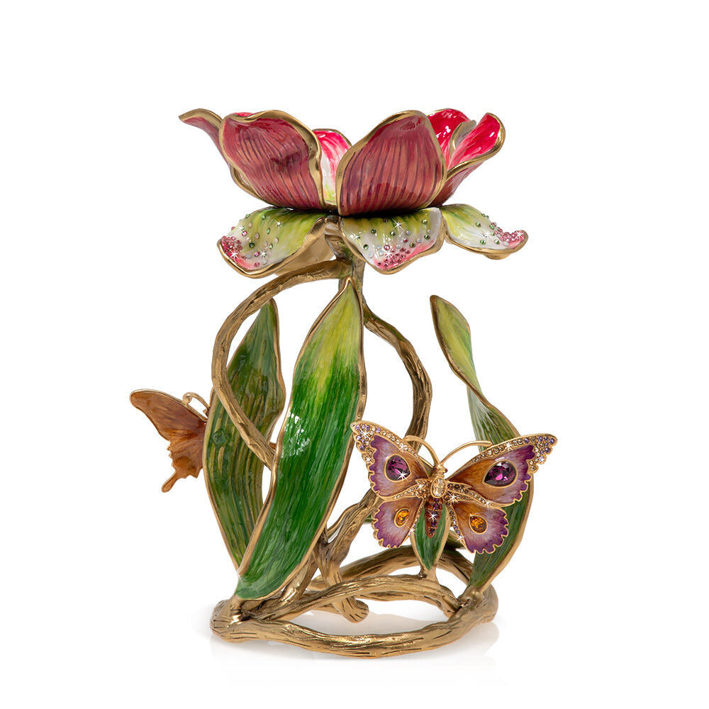 Jay Strongwater Meredith Floral 9" Pillar Candle Holder