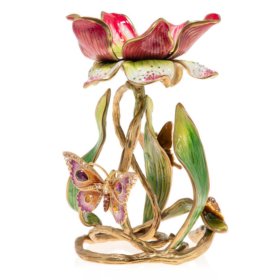 Jay Strongwater Meredith Floral 9" Pillar Candle Holder, alternate view