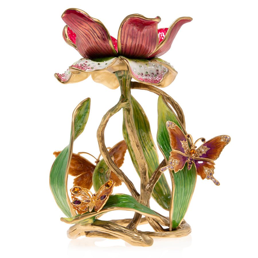 Jay Strongwater Meredith Floral 9" Pillar Candle Holder, alternate view
