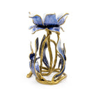 Jay Strongwater Meredith Floral 9" Pillar Candle Holder Delft Garden Candleholder, alternate view