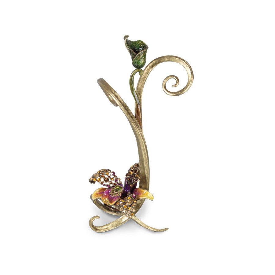 Jay Strongwater Mirabelle Orchid Single Candlestick - Flora Candlestick Holder, alternate view