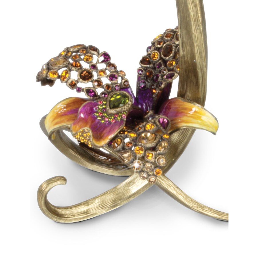 Jay Strongwater Mirabelle Orchid Single Candlestick - Flora Candlestick Holder, alternate view