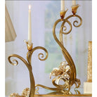 Jay Strongwater Mirabelle Orchid Single Candlestick Golden Candlestick Holder, alternate view