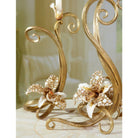 Jay Strongwater Mirabelle Orchid Single Candlestick Golden Candlestick Holder, alternate view