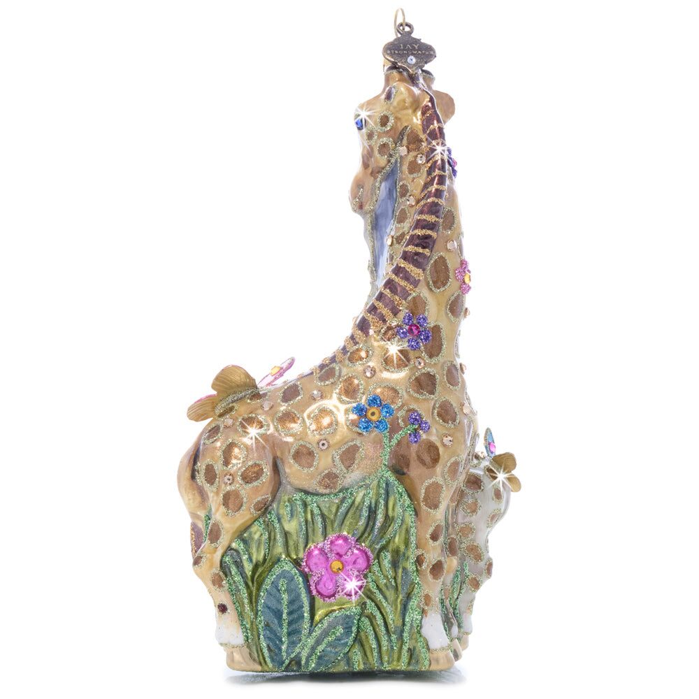 Jay Strongwater Mom and Baby Giraffe Glass Ornament, alternate view