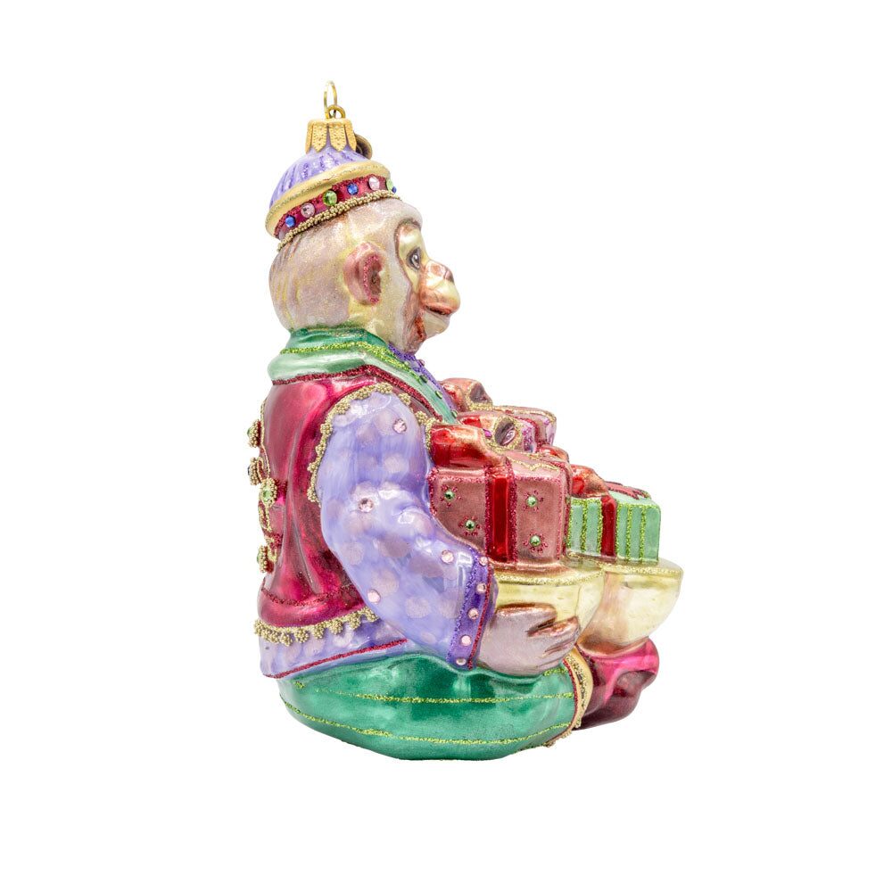 Jay Strongwater Monkey Bearing Gifts Ornament, alternate view