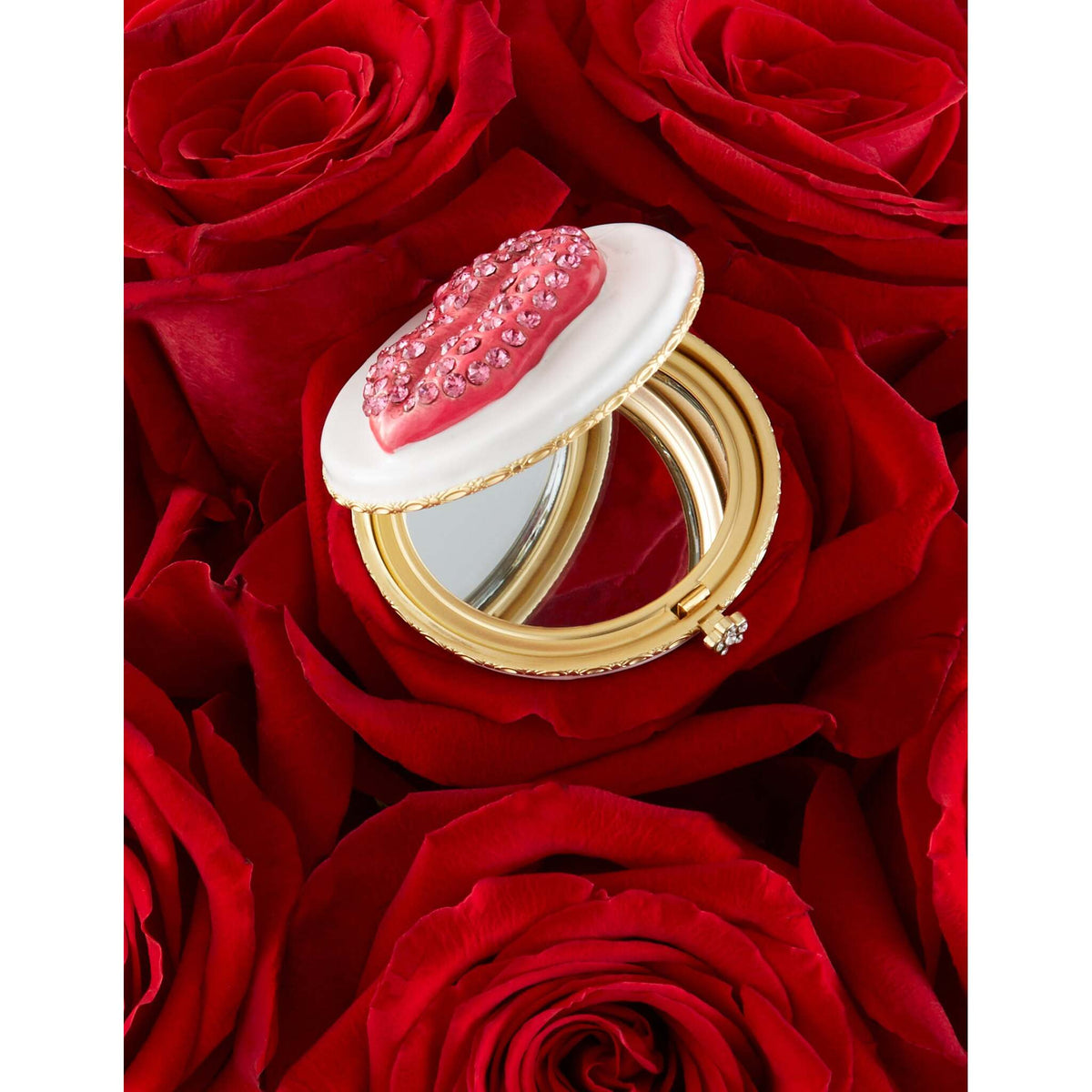 Jay Strongwater Monroe Lip Compact Handheld Mirror, alternate view