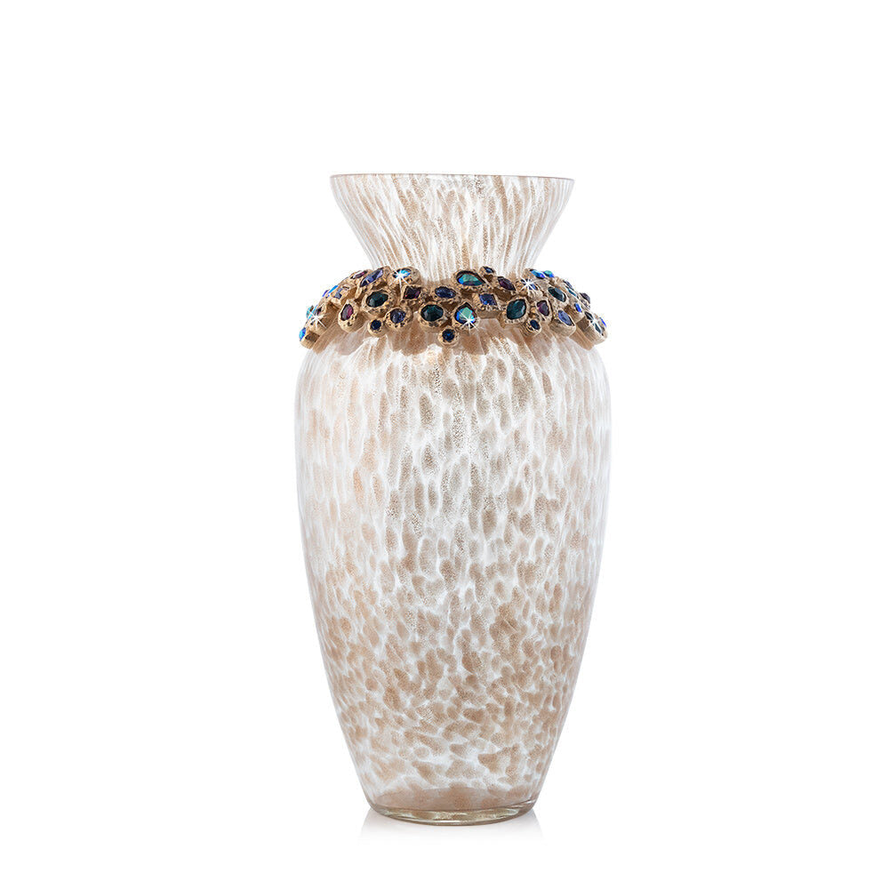 Jay Strongwater Norah Bejeweled Vase - Peacock