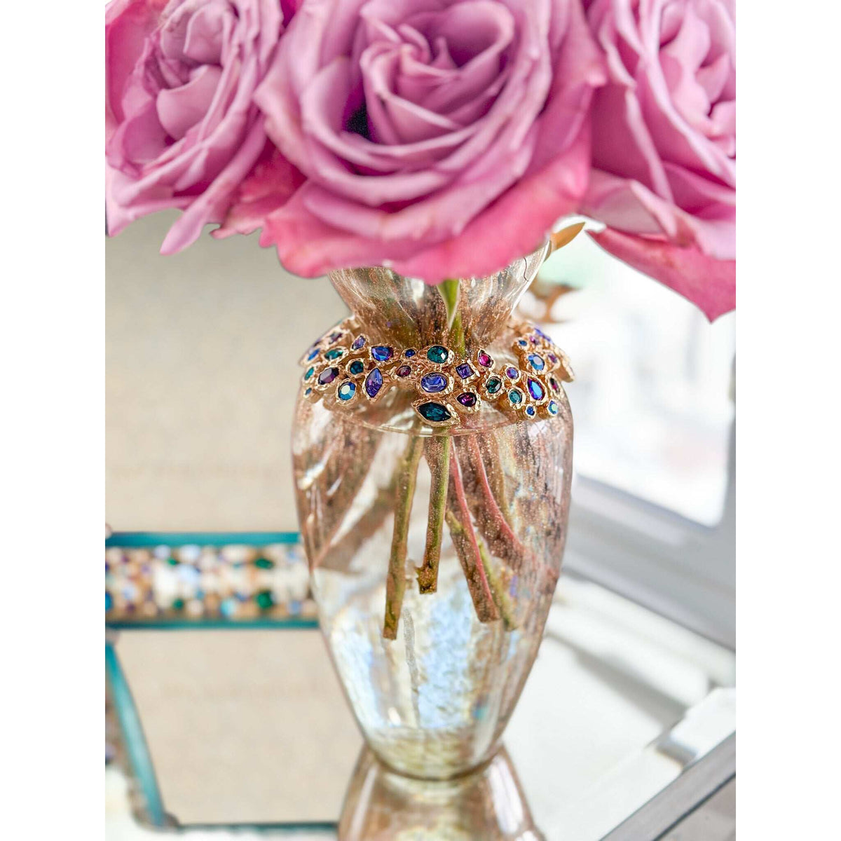 Jay Strongwater Norah Bejeweled Vase - Peacock, alternate view