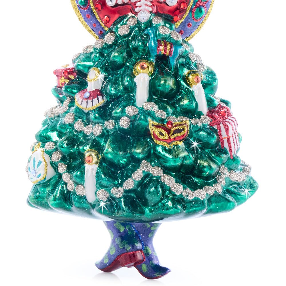 Jay Strongwater Nouveau Christmas Glass Ornament, detail view