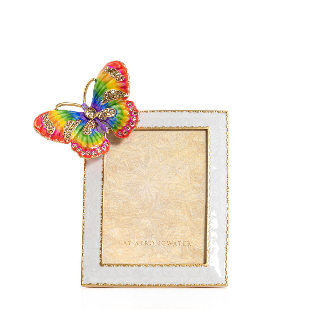 Jay Strongwater Nova Butterfly 3" X 4" Frame - Rainbow