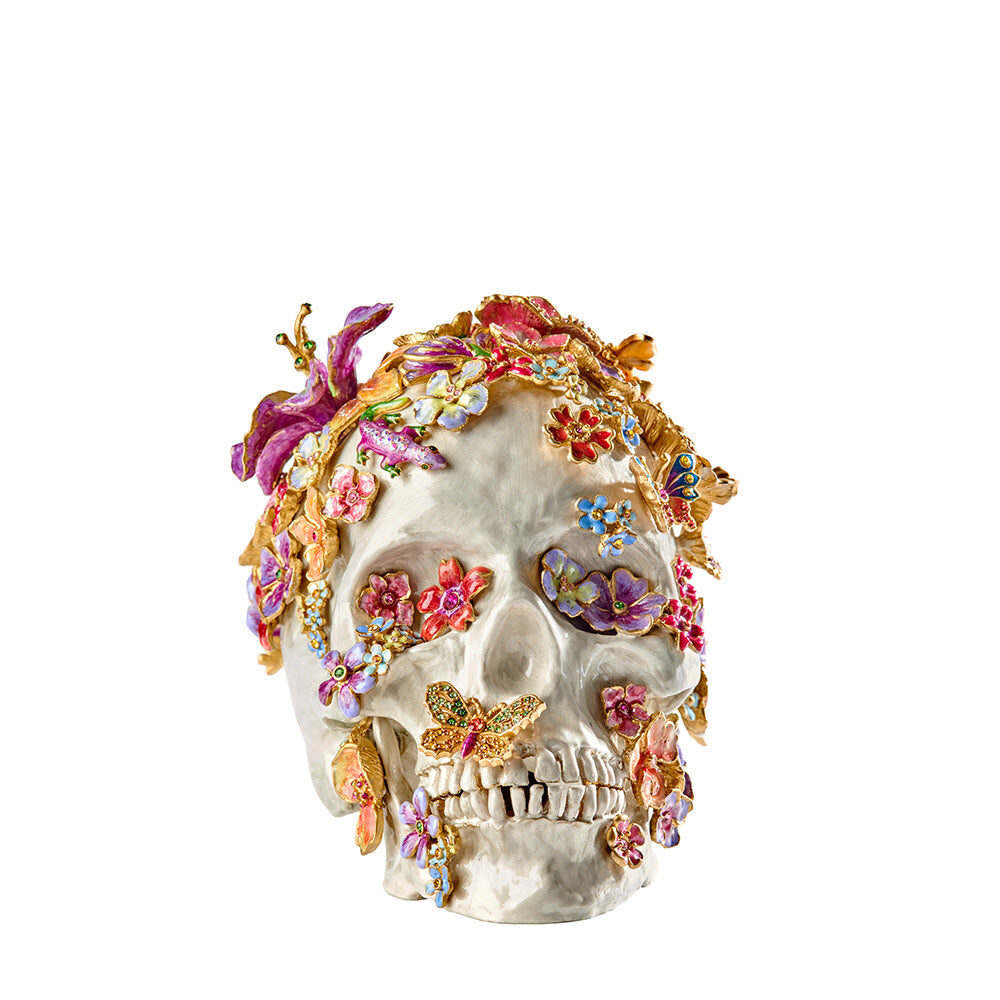 Jay Strongwater Oliver Skull & Flowers Figurine