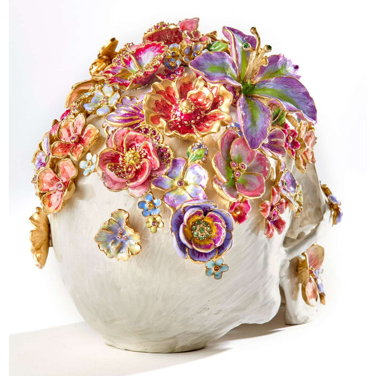Jay Strongwater Oliver Skull & Flowers Figurine, alternate view