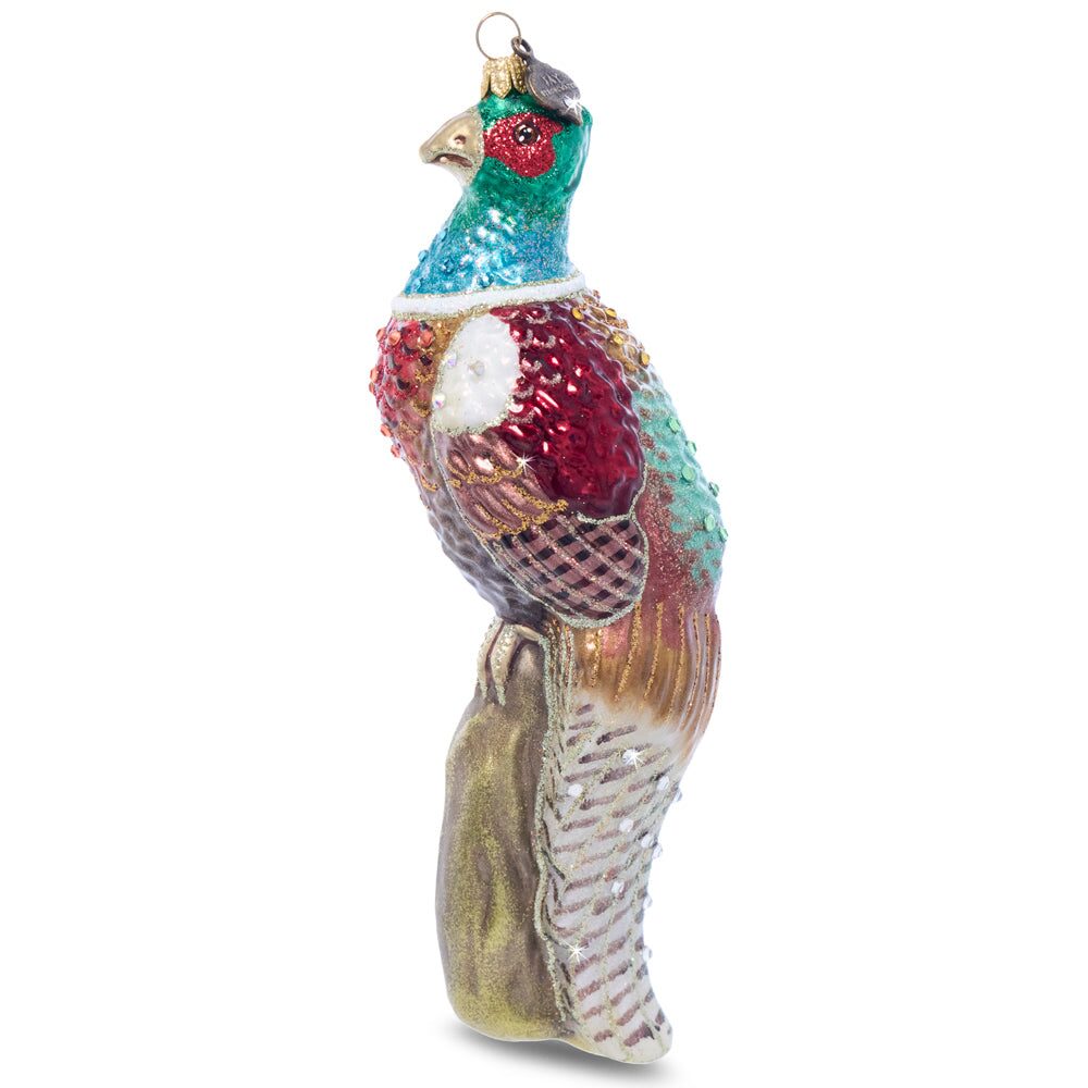 Jay Strongwater Pheasant Glass Ornament, alternate view