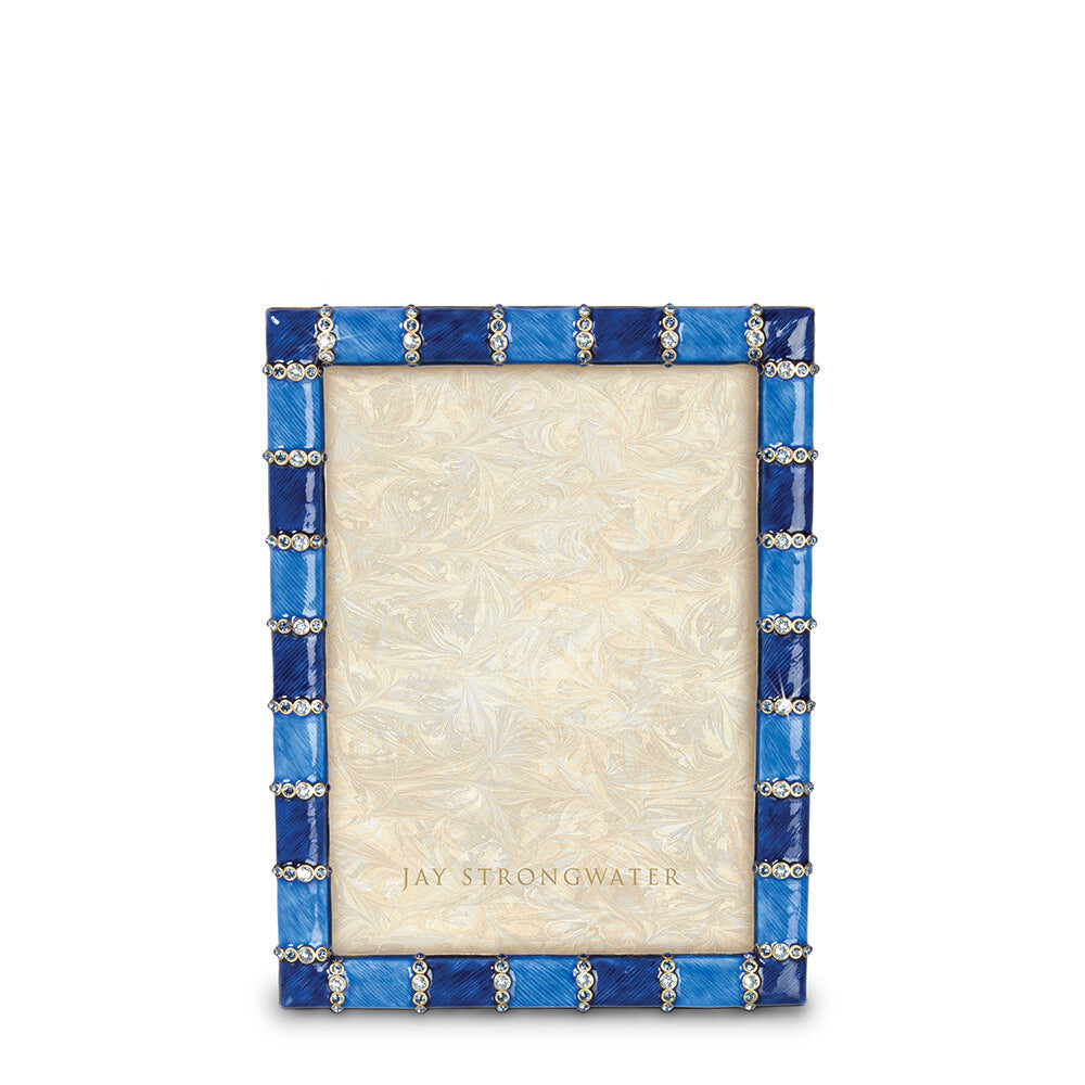 Jay Strongwater Pierce Striped 5" X 7" Frame - Delft Garden