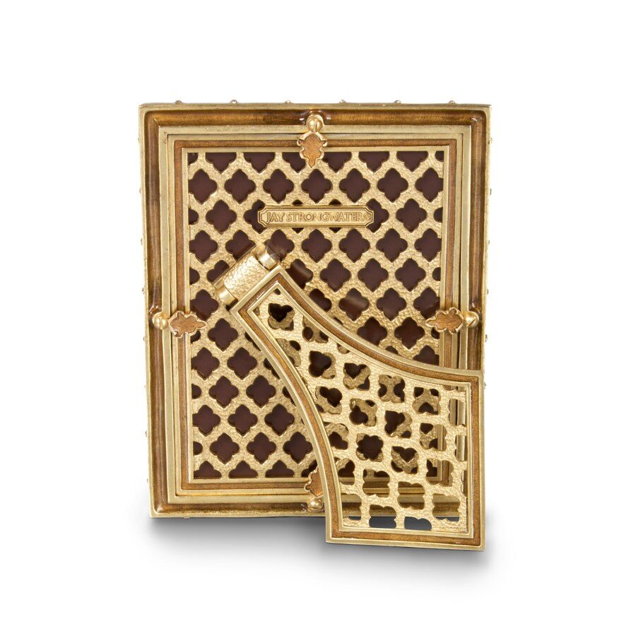 Jay Strongwater Pierce Striped 5" X 7" Frame - Golden, alternate view