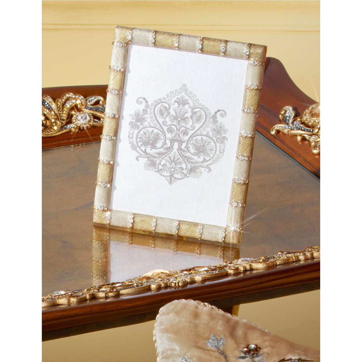 Jay Strongwater Pierce Striped 5" X 7" Frame - Golden, alternate view