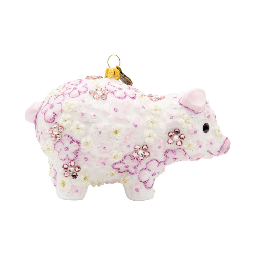 Jay Strongwater Pink Floral Piggy Ornament, alternate view