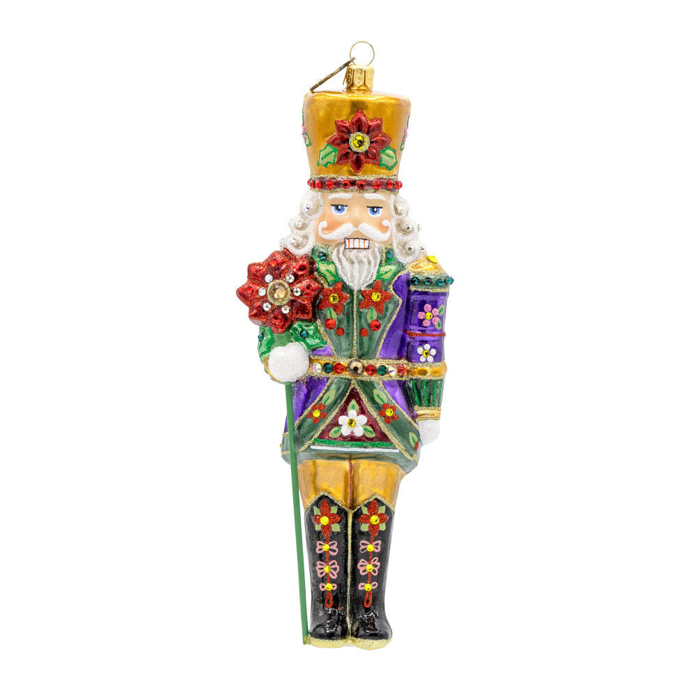 Jay Strongwater Poinsettia Nutcracker Ornament