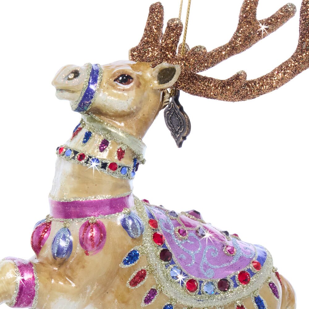 Jay Strongwater Prancer Glass Ornament, detail view