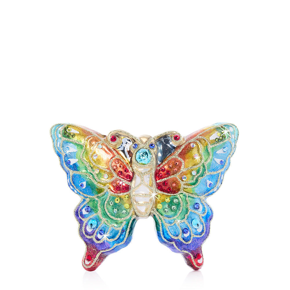Jay Strongwater Rainbow Butterfly Glass Ornament