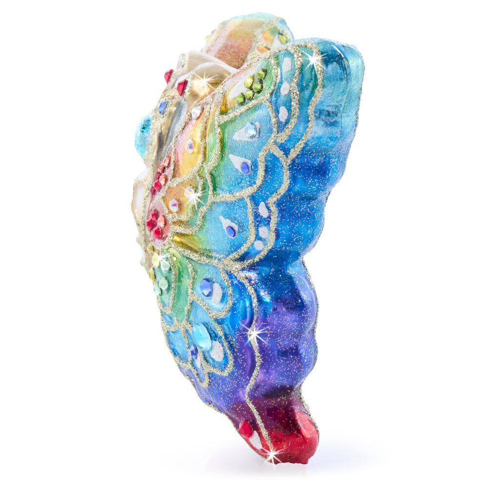 Jay Strongwater Rainbow Butterfly Glass Ornament, alternate view