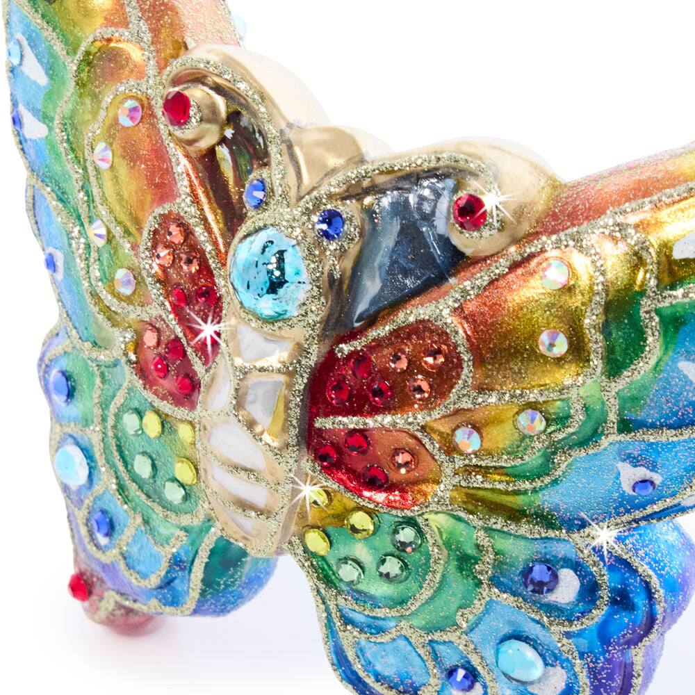 Jay Strongwater Rainbow Butterfly Glass Ornament, detail view