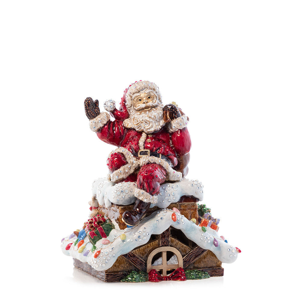 Jay Strongwater Rooftop Santa Music Figure - Jingle Bells Figurine