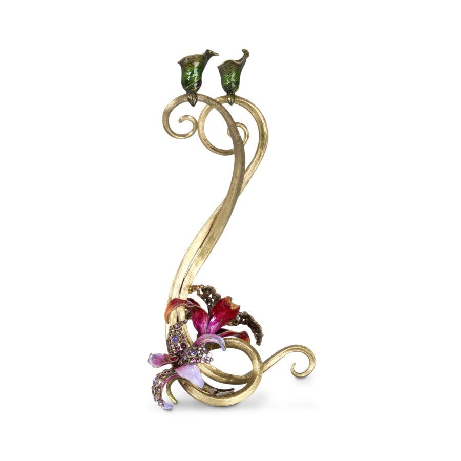Jay Strongwater Roselyn Orchid Double Candlestick - Flora Candlestick Holder, alternate view
