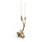 Jay Strongwater Roselyn Orchid Double Candlestick Golden Candlestick Holder, alternate view