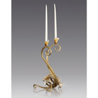 Jay Strongwater Roselyn Orchid Double Candlestick Golden Candlestick Holder, alternate view