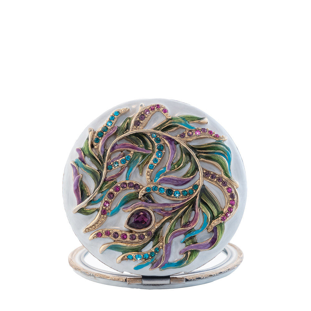 Jay Strongwater Rowan Classic Peacock Compact Handheld Mirror