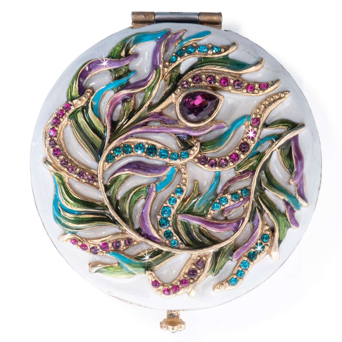 Jay Strongwater Rowan Classic Peacock Compact Handheld Mirror, alternate view