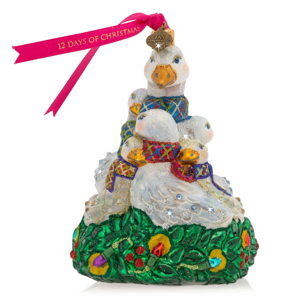 Jay Strongwater Six Geese of Laying Glass Ornament, alternate view