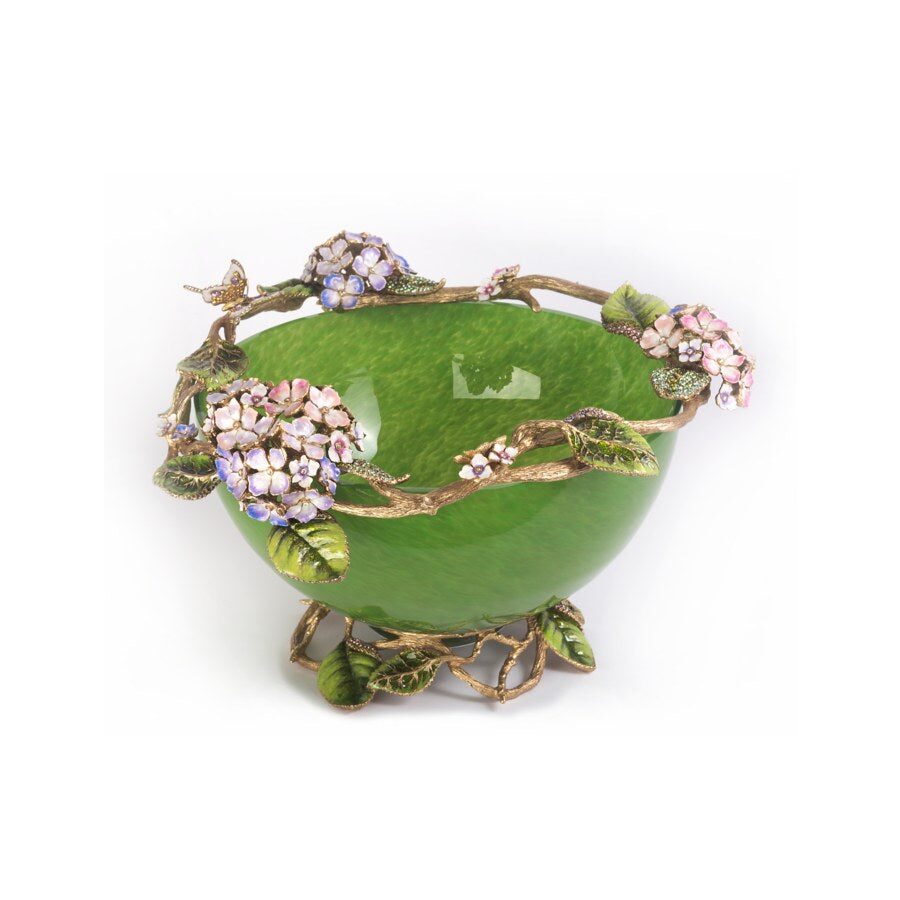 Jay Strongwater Sophie Hydrangea Green Glass Bowl, alternate view