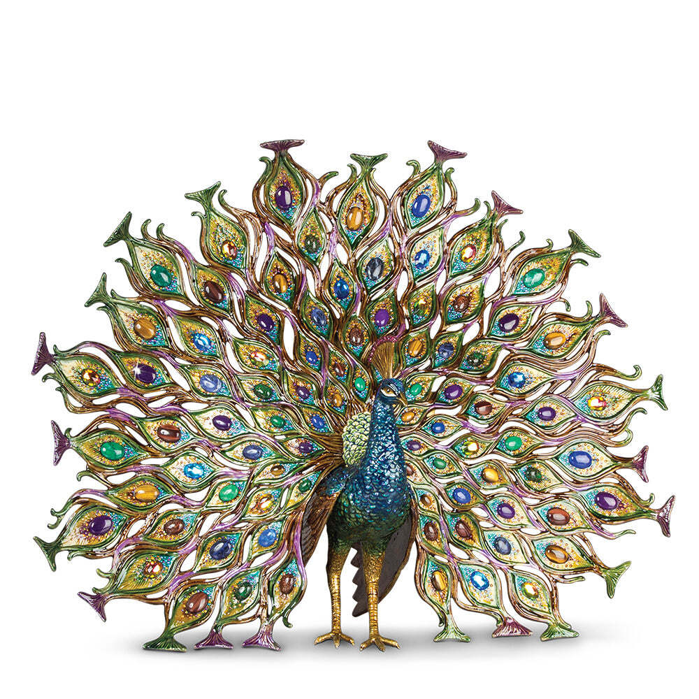 Jay Strongwater Stanton Fan Tail Peacock Figurine