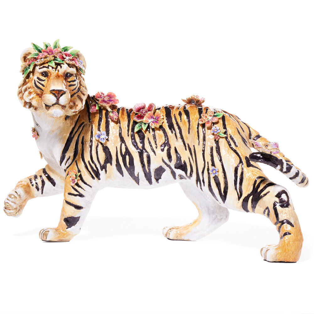 Jay Strongwater Tiger with Flower Crown Figurine